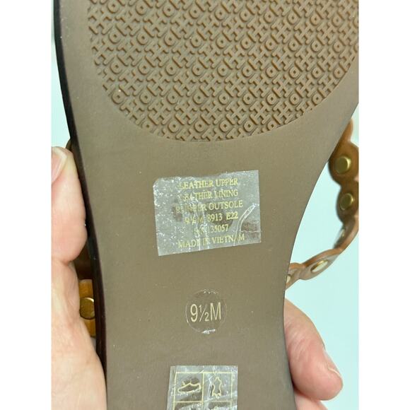 NWT Tory Burch Benton Scalloped Slip On Flat Thong Sandals Brown Womens Size 9.5 - Picture 5 of 6
